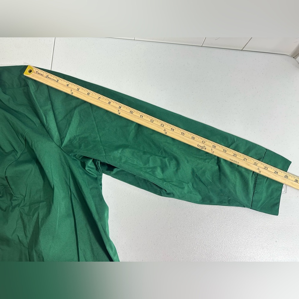 NWT Lane Bryant Women’s Sz 26 Green Ruched Button Down Shirt Blouse Long Sleeve - Picture 8 of 9